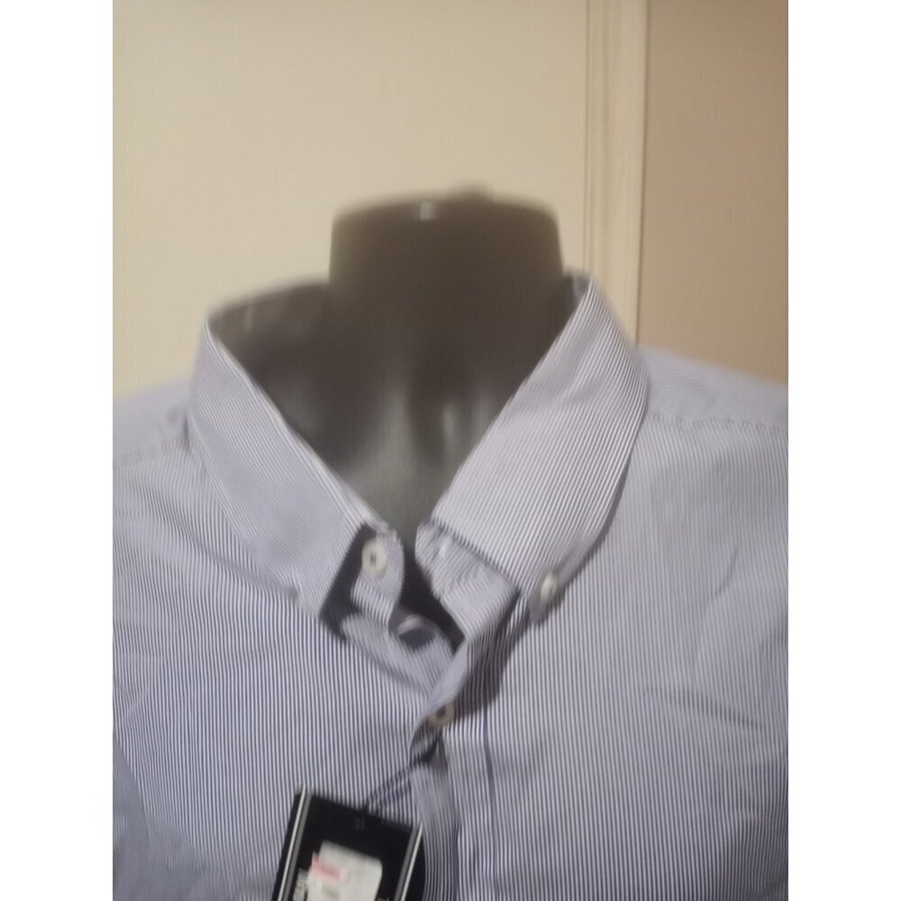 Roundtree & Yorke Men's Long-Sleeve Shirt 3XT Blue Striped Luxury Cotton NWT - Picture 5 of 13